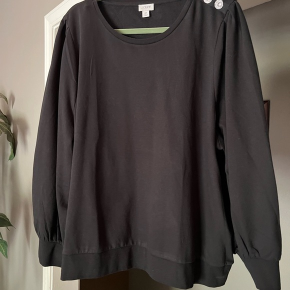 J Crew sweatshirt with jeweled shoulder. Black. 3XL - Picture 8 of 8